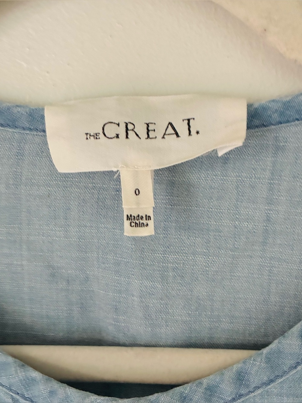 THE GREAT. Chambray Embroidered Blouse Size XS/S - Picture 4 of 4